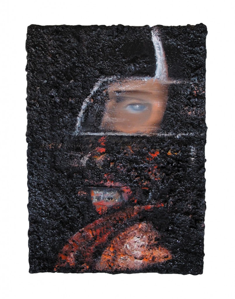 sELf pORtRaiT:oIl, sAnD & nEwSpaPer oN caNvAs